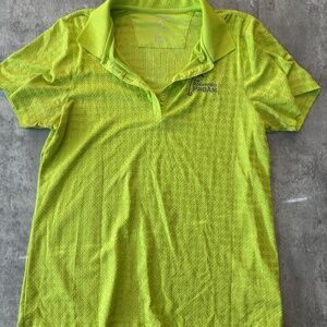 Antigua Womens Golf Polo Shirt Neon Green Yellow Short Sleeve Size XL